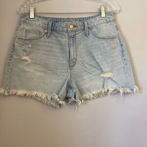 ⭐️Universal Threads Distressed High Rise Shortie Frayed Hem denim shorts size 10
